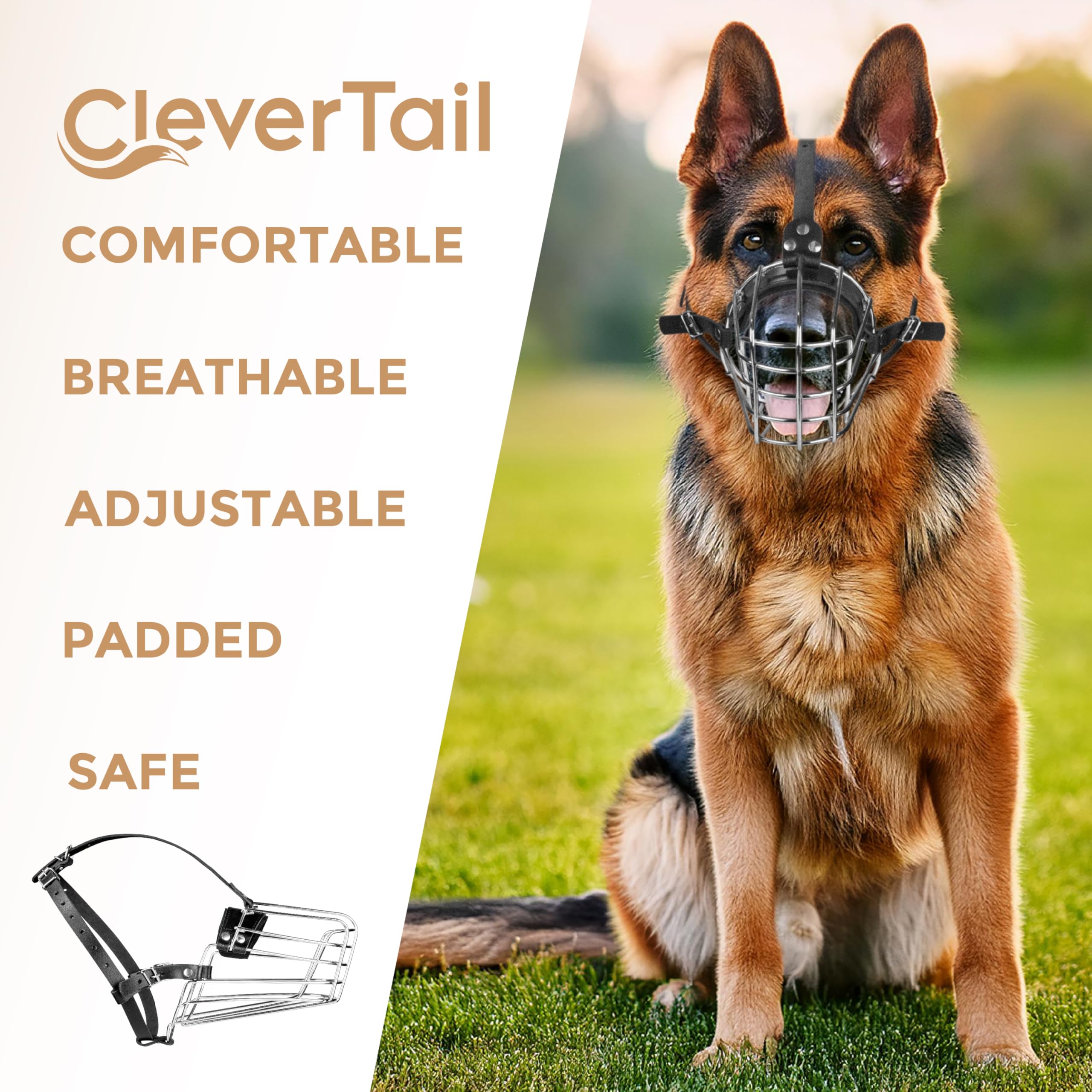 CleverTail muselière cage métal, facile à utiliser lors d une visite vétérinaire.