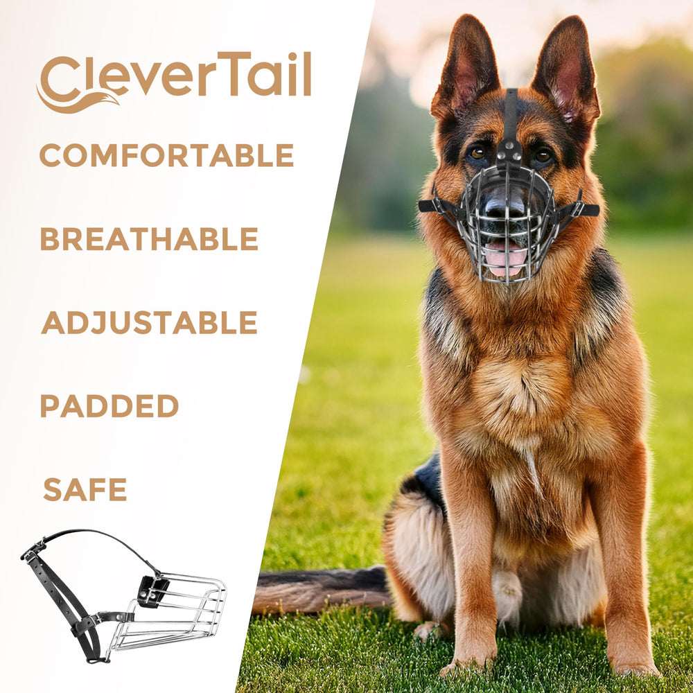 CleverTail muselière cage métal, facile à utiliser lors d une visite vétérinaire.