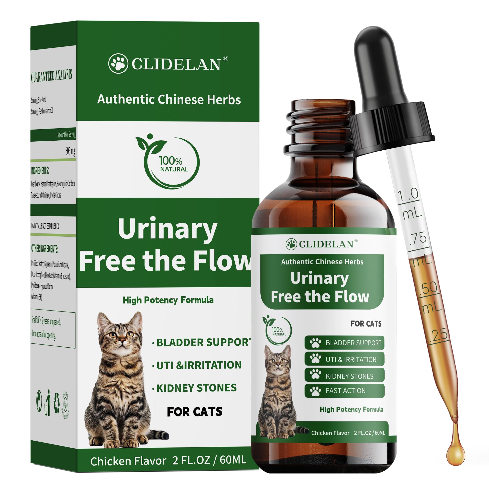 Clidelan Bouteille Traitement Chat Urinaire: pratique et facile à ajouter à l’alimentation.