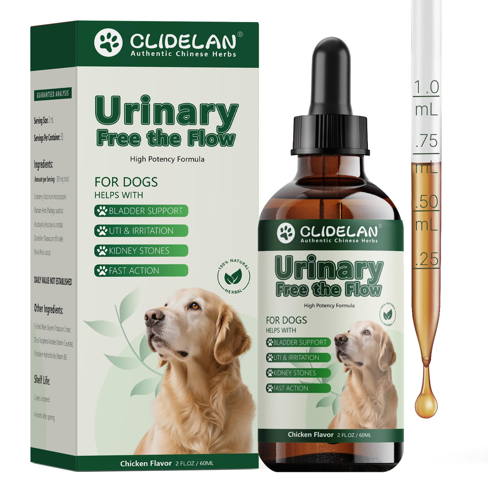 Clidelan Dissolvant Pierres – flacon pour chiens aidant à maintenir un flux urinaire fluide.
