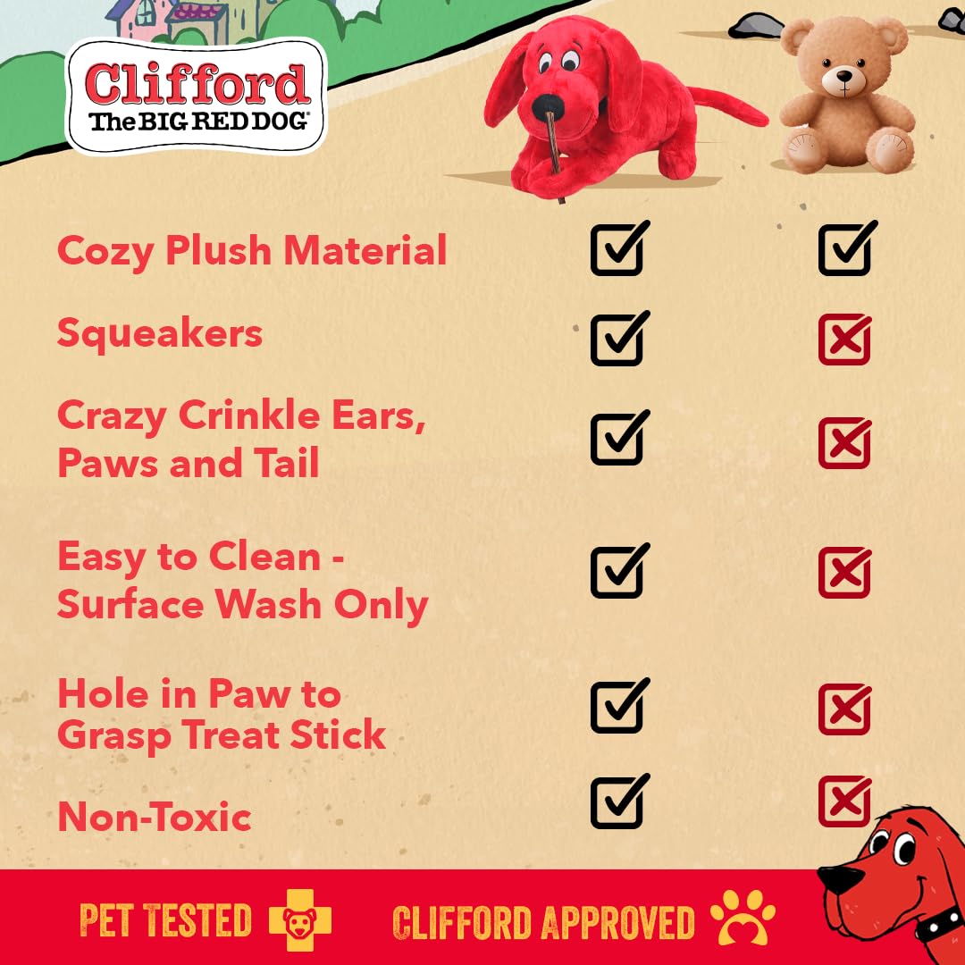 Clifford Snuggle Buddy, effet crinkle pour enrichir l'expérience sensorielle.