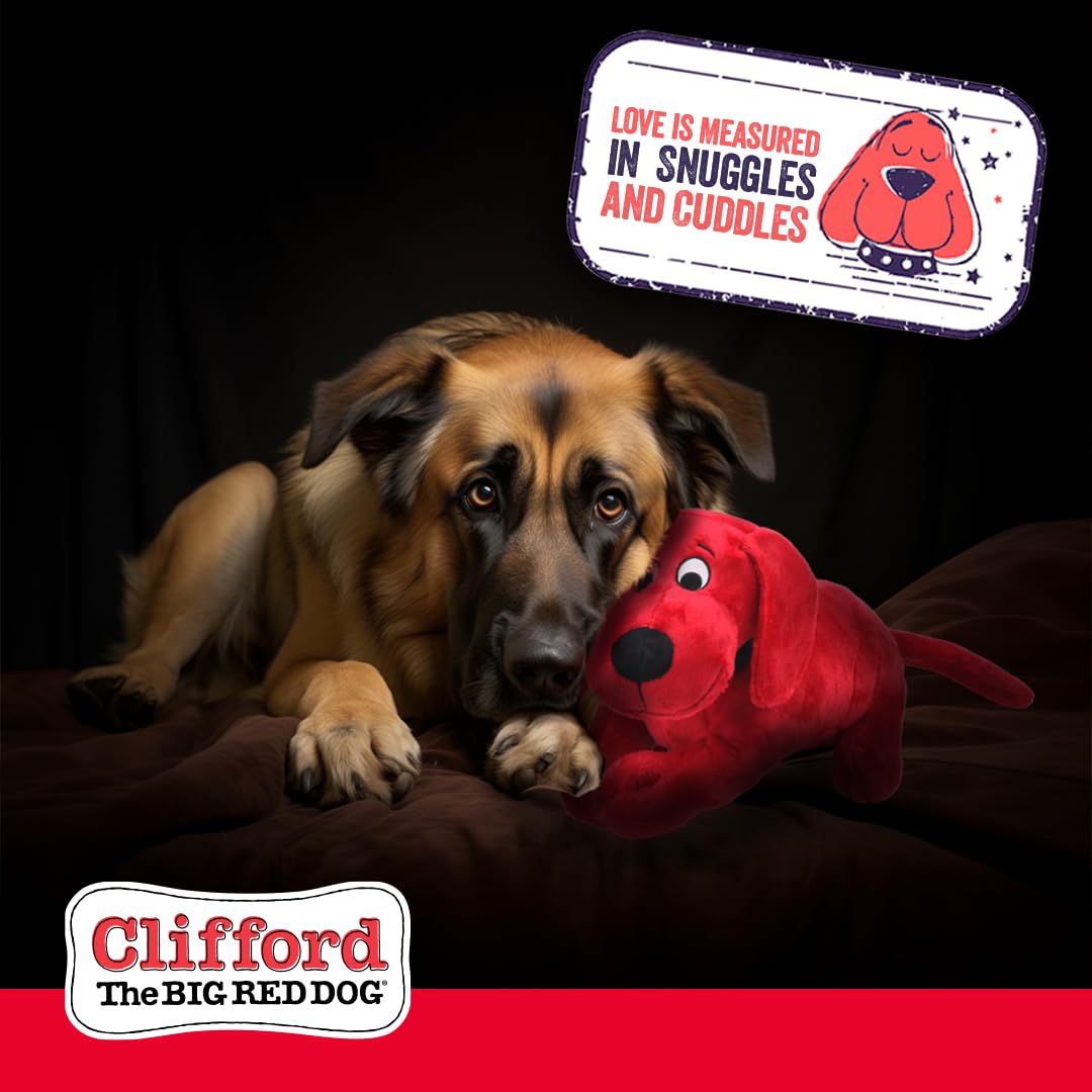 Clifford Snuggle Buddy, sifflet intégré pour des séances d'amusement interactif.