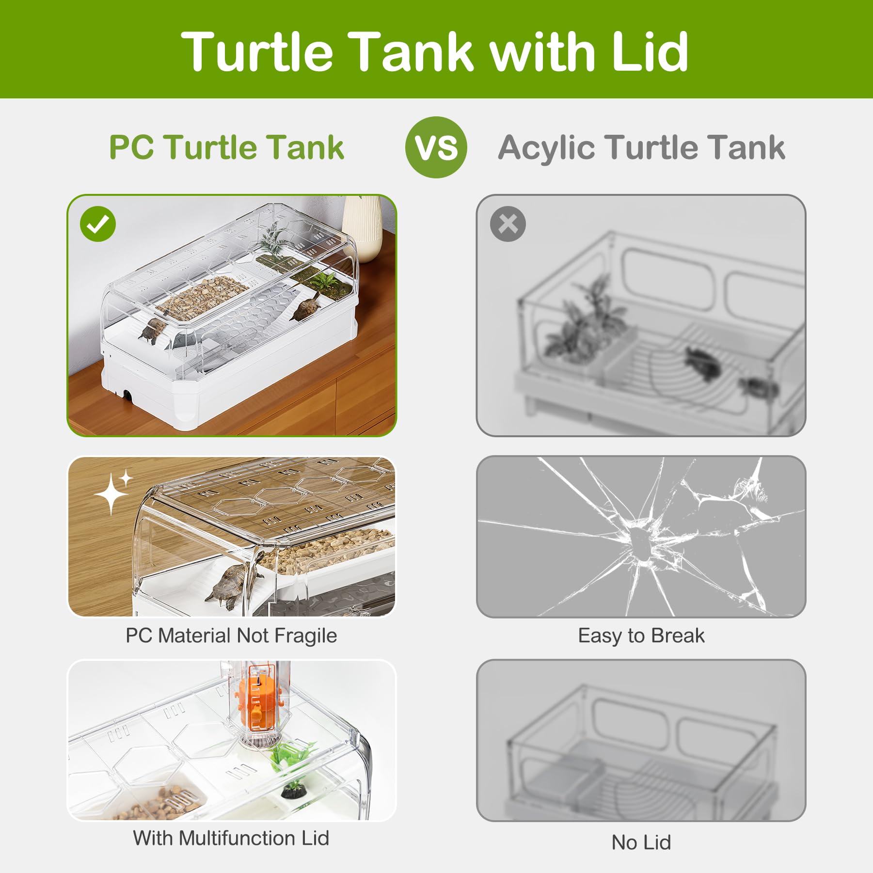 Clioran kit tortue accessoires et décor: plantes et pierres pour habitat réaliste.