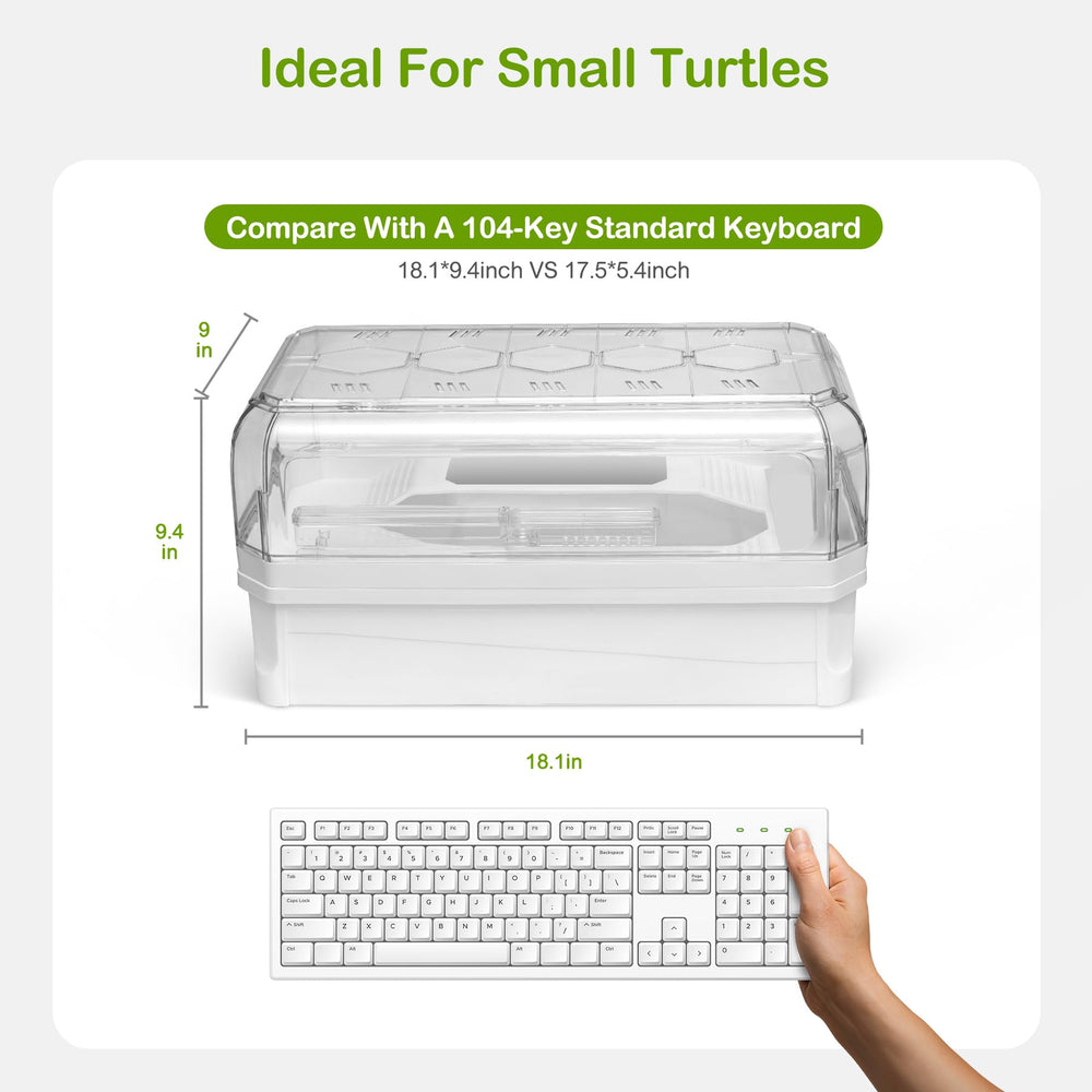 Clioran kit tortue: zones d'habitat variées pour basking, nage et repos.