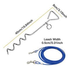 Piquet spiralé CLKHOWL en sol, attache robuste pour chien moyen à grand