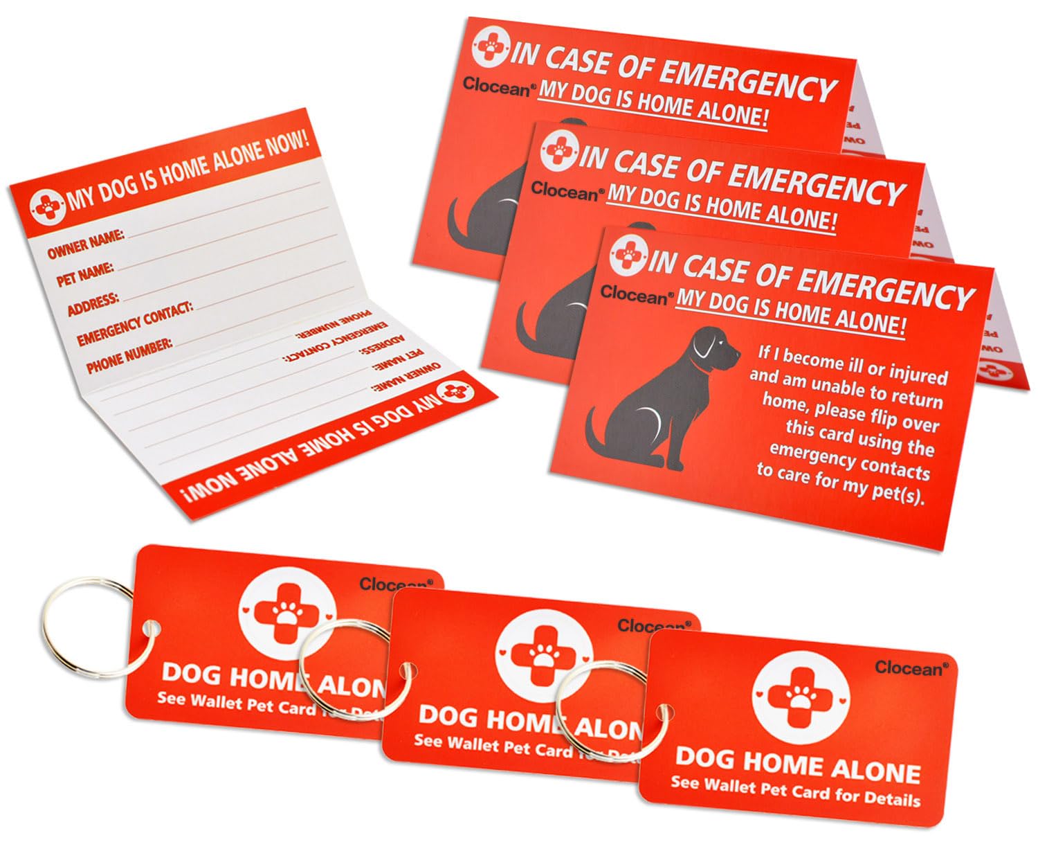 Clocean étiquette d’urgence chien-domicile, visibilité rapide pour les secours et l’aide.