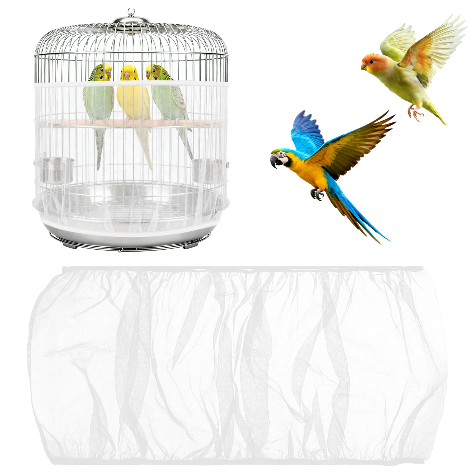 Clofiak couverture de cage pour oiseaux, circonférence 40-68 pouces, fixation sûre.