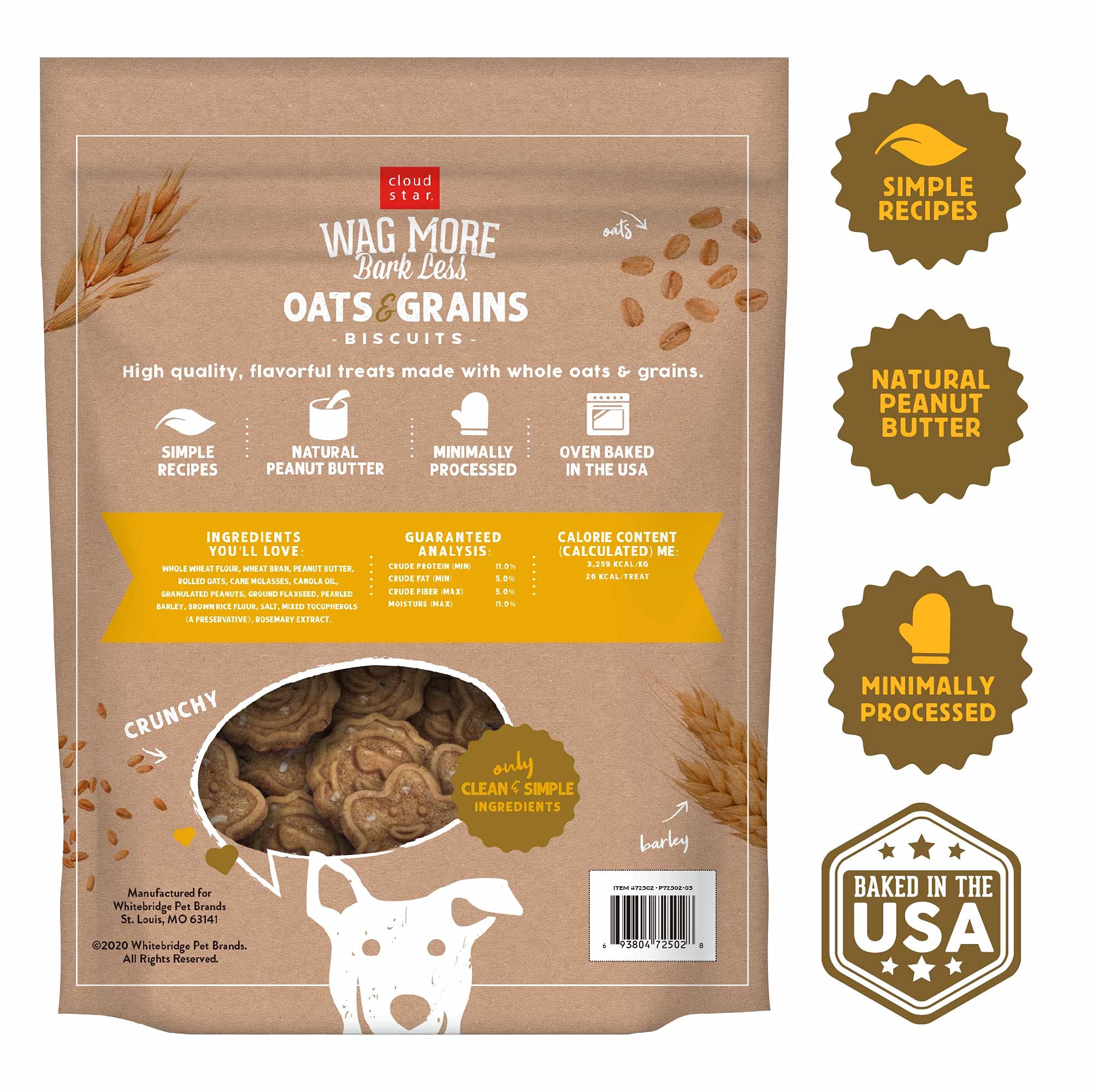 Cloud Star Wag More Bark Less - biscuits cuits au four fabriqués aux États-Unis.