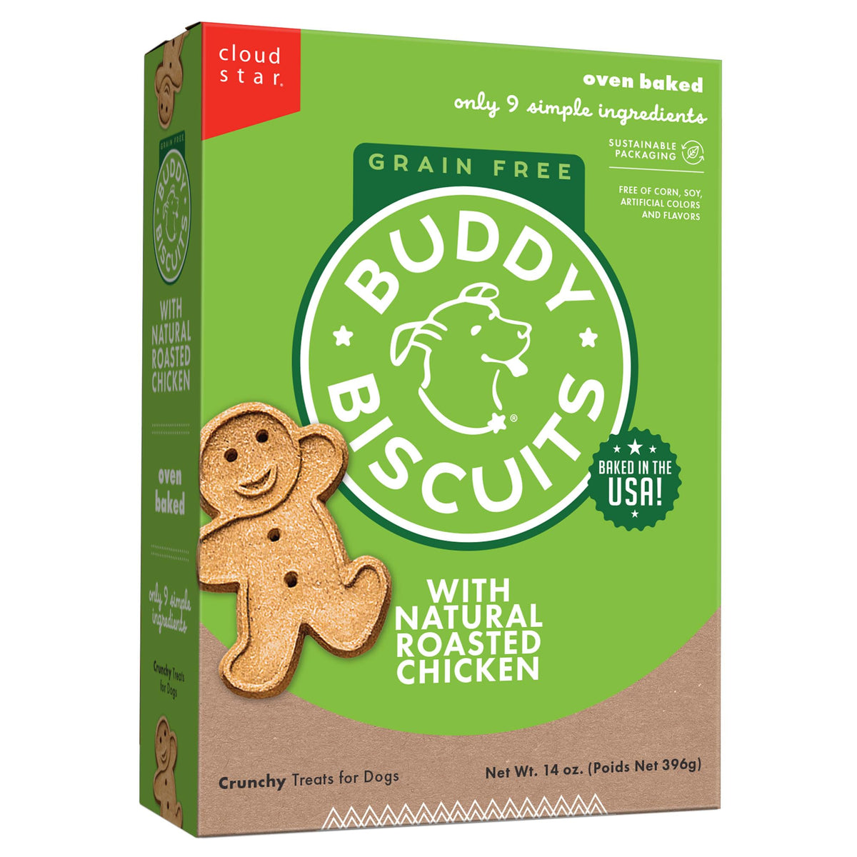 Buddy Biscuits Cloud Star, boîte 14 oz, friandises croquantes sans céréales pour chiens de toutes tailles.