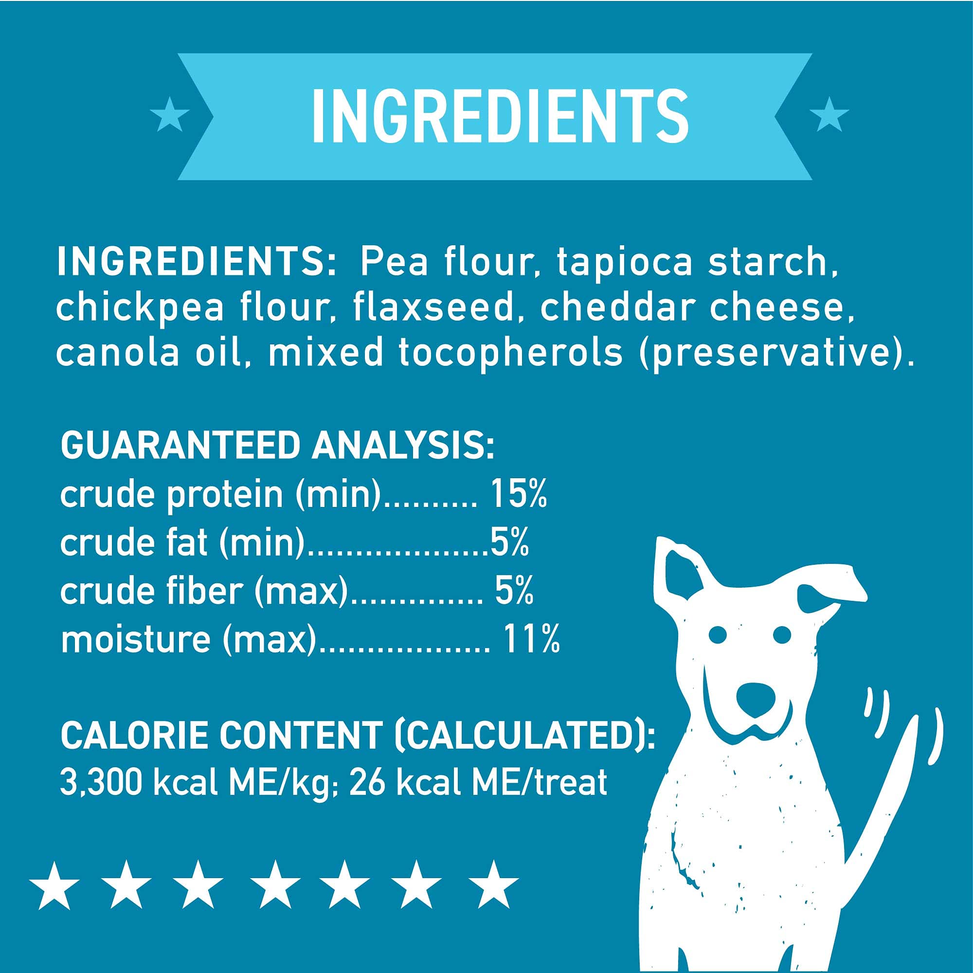 Cloud Star Wag More biscuits cheddar, environ 26 calories par biscuit.