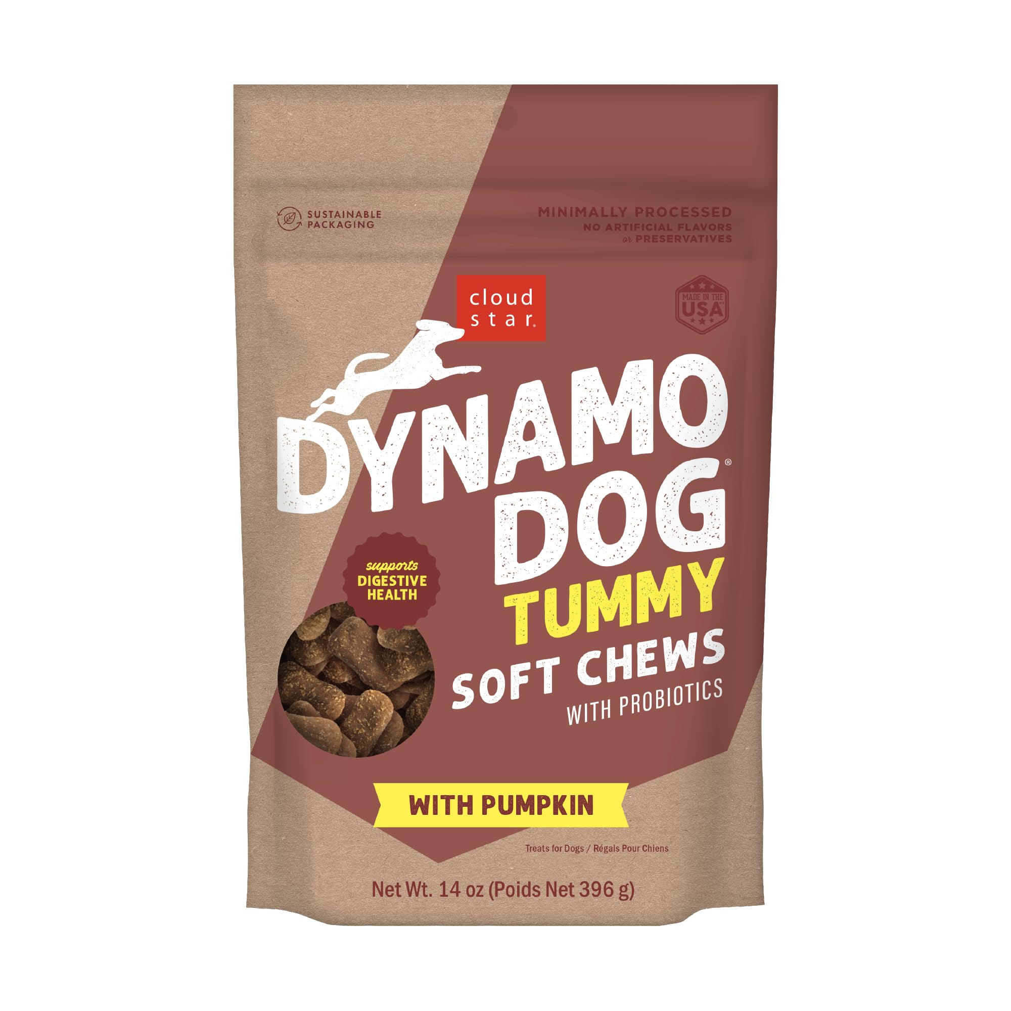 Friandises molles Dynamo pour chien avec potiron et gingembre, goût naturel et bénéfice potentiel