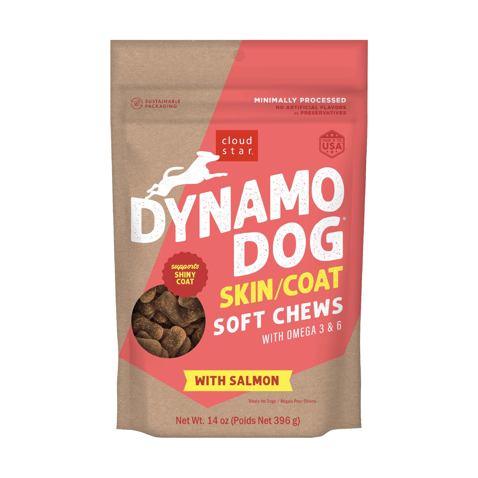 Cloud Star Dynamo, friandise au saumon pour un pelage brillant.