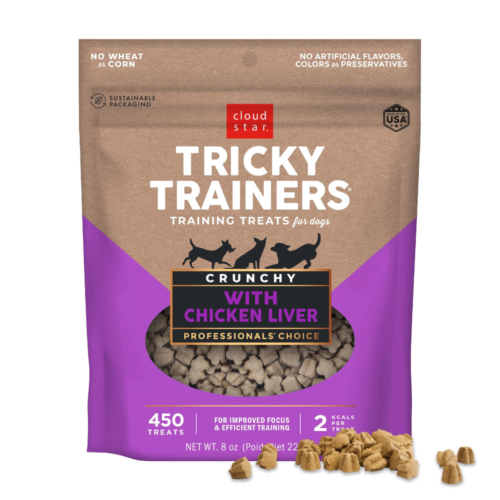 Cloud Star Tricky Trainers : bouchées croquantes au foie de poulet stimulant l’attention canine.