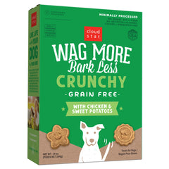 Cloud Star Wag More Bark Less – biscuits croquants au poulet et patate douce, récompense savoureuse et sans gluten.