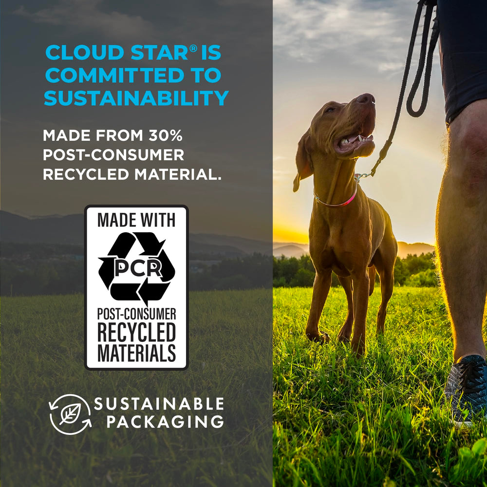 Emballage durable Wag More Bark Less avec matériaux recyclés.