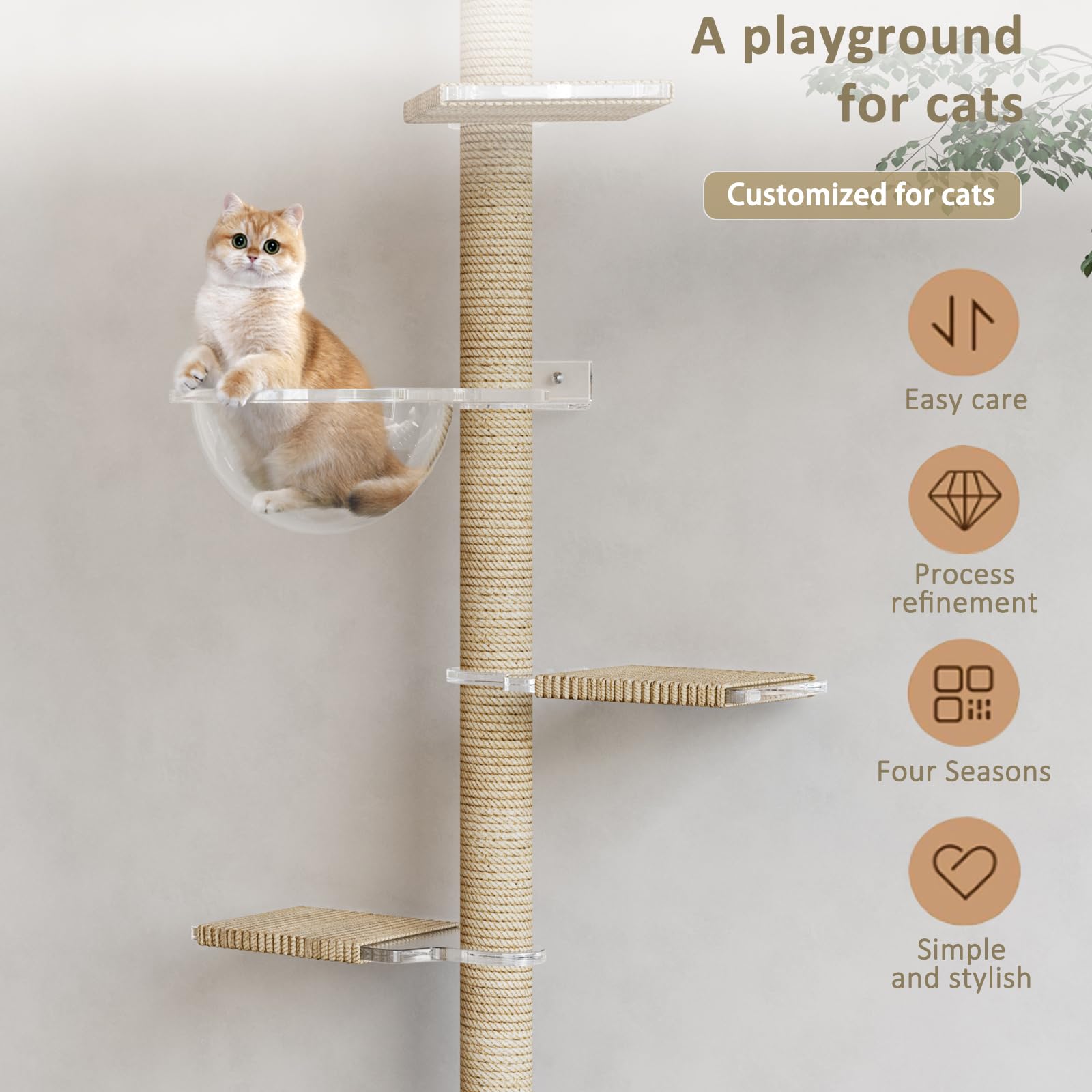 CloudPET Arbre-chat hauteur ajustable et système de tension sûr