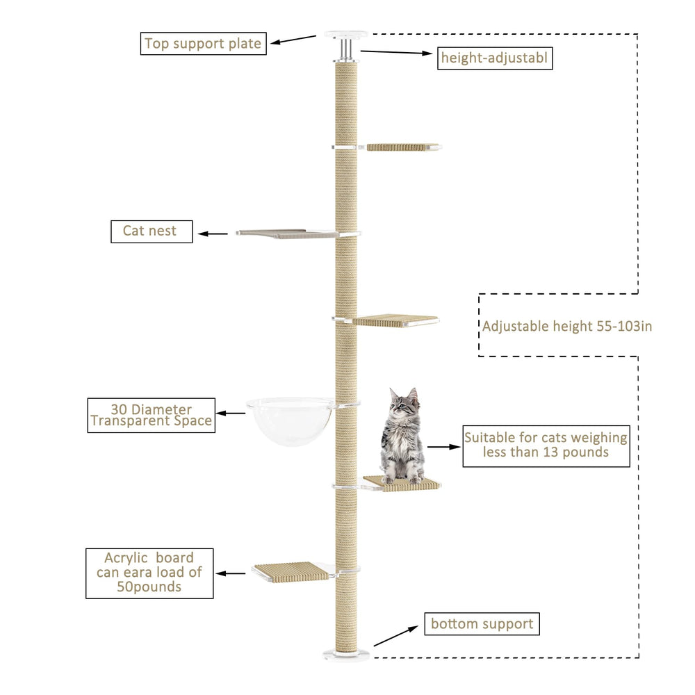 CloudPET Arbre-chat plateaux multiples à hauteurs variées pour perches