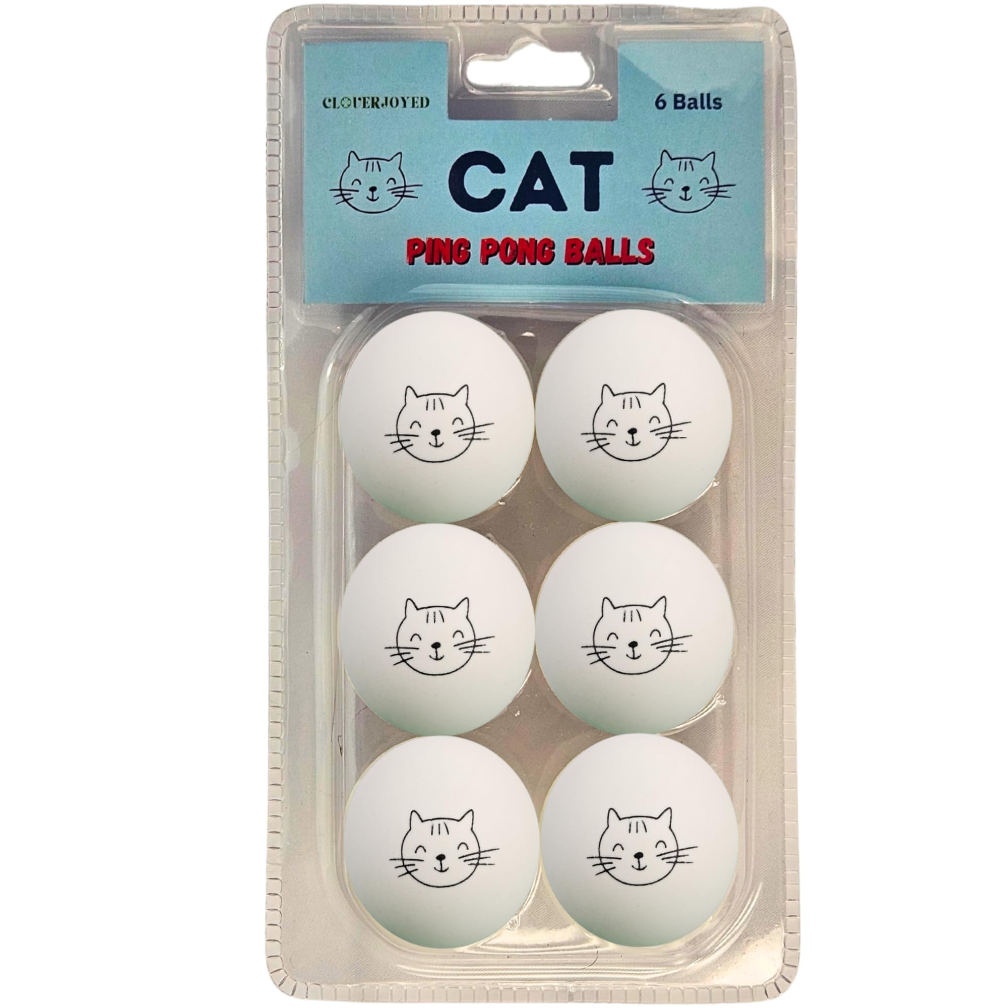 Balles Cloverjoyed ping-pong pour chats, lot de six, jouet enrichissant.