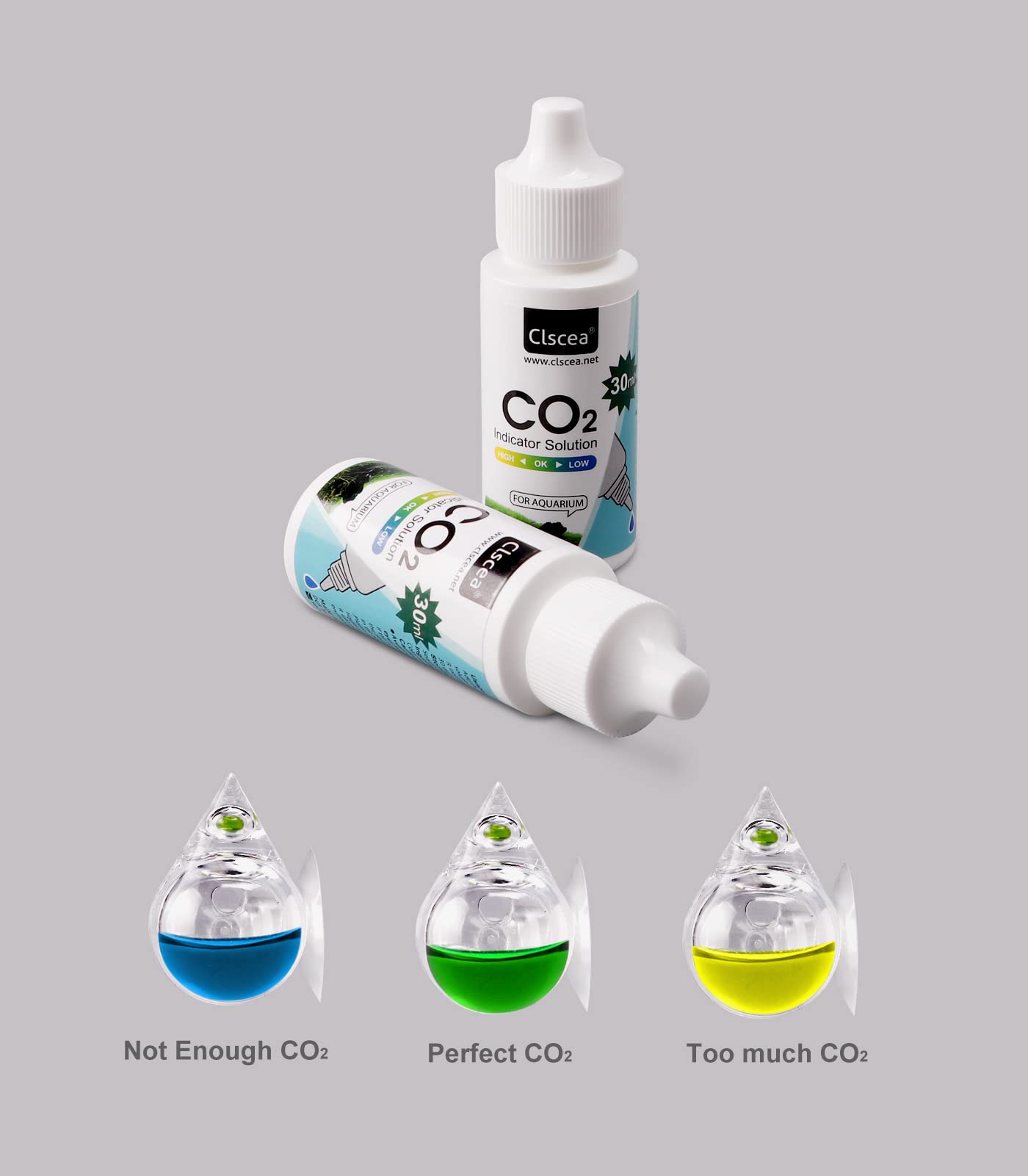 Clscea Indicateur CO2: lecture couleur bleu/vert pour équilibre plantes.