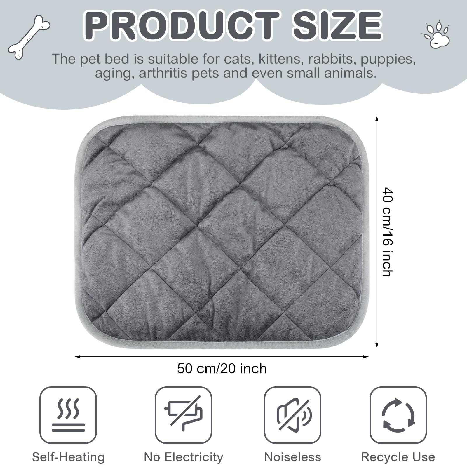 Matelas chauffant Clysee pour animaux, surface douce pour le repos