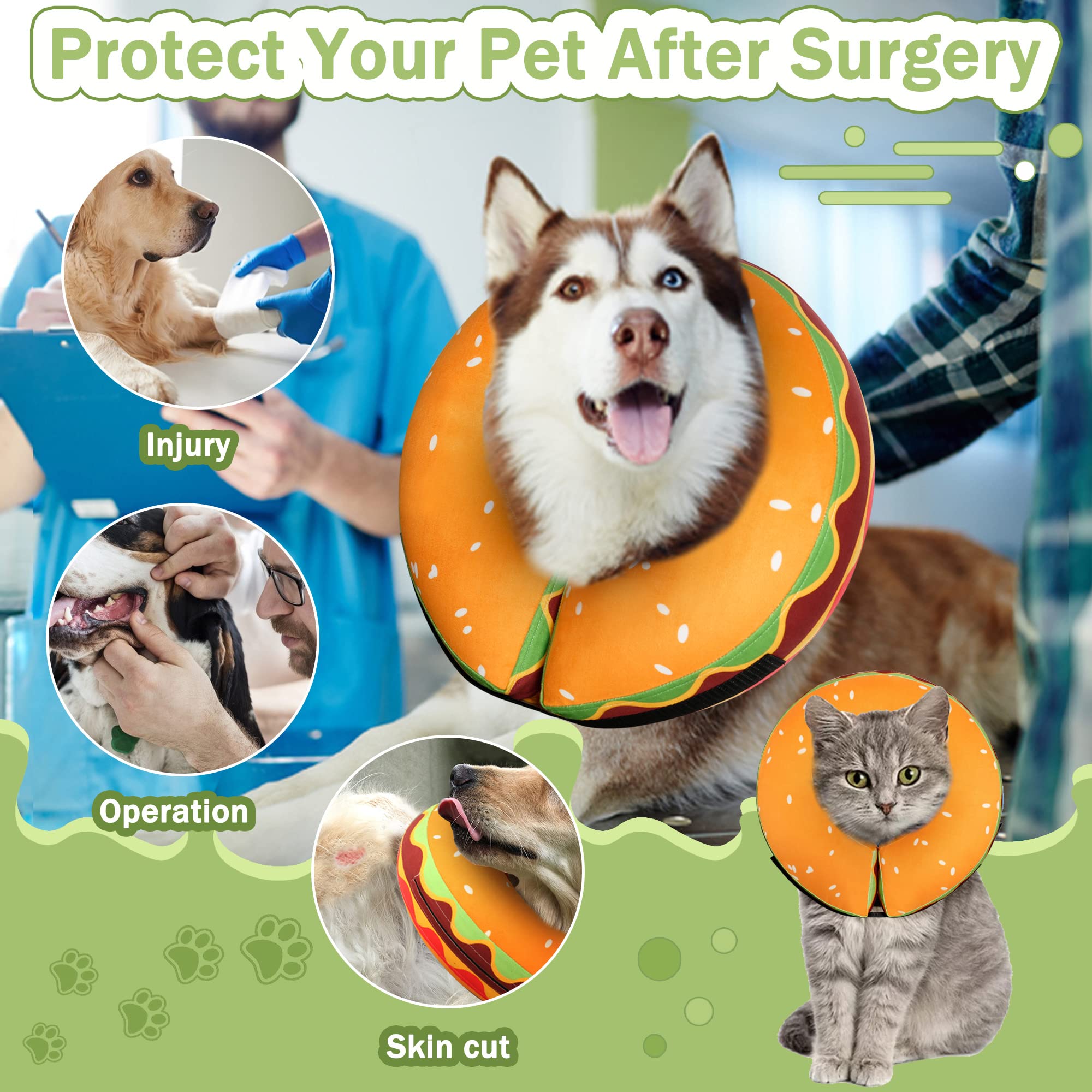 Cneo collier gonflable doux pour chien moyen, évite le léchage et favorise la récupération.