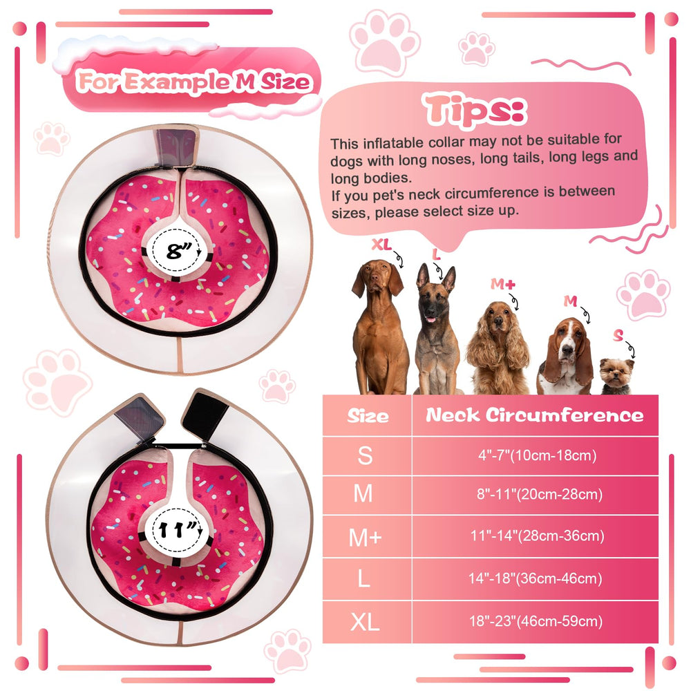 Cneo collier gonflable, tailles S à XL pour chiens et chats.
