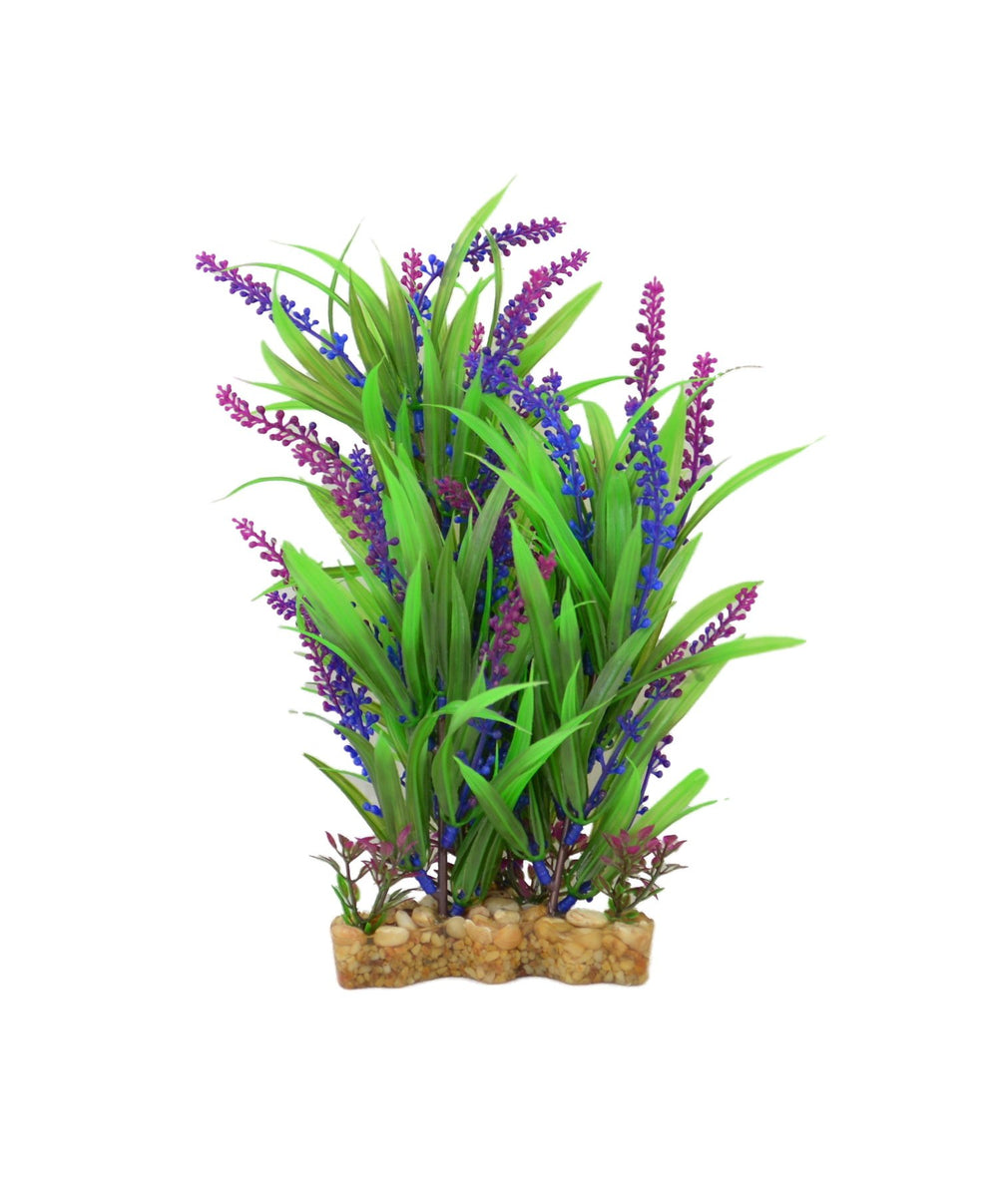 CNZ plante artificielle pour aquarium, feuilles vertes et violettes, aspect naturel et décoratif.