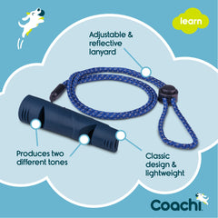 Coachi sifflet léger et compact en premier plan, facile à glisser dans la poche.