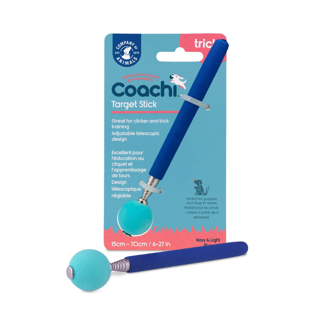 Coachi Target Stick avec balle bleue 30 mm guide visuel pour le chien pendant l'entraînement.