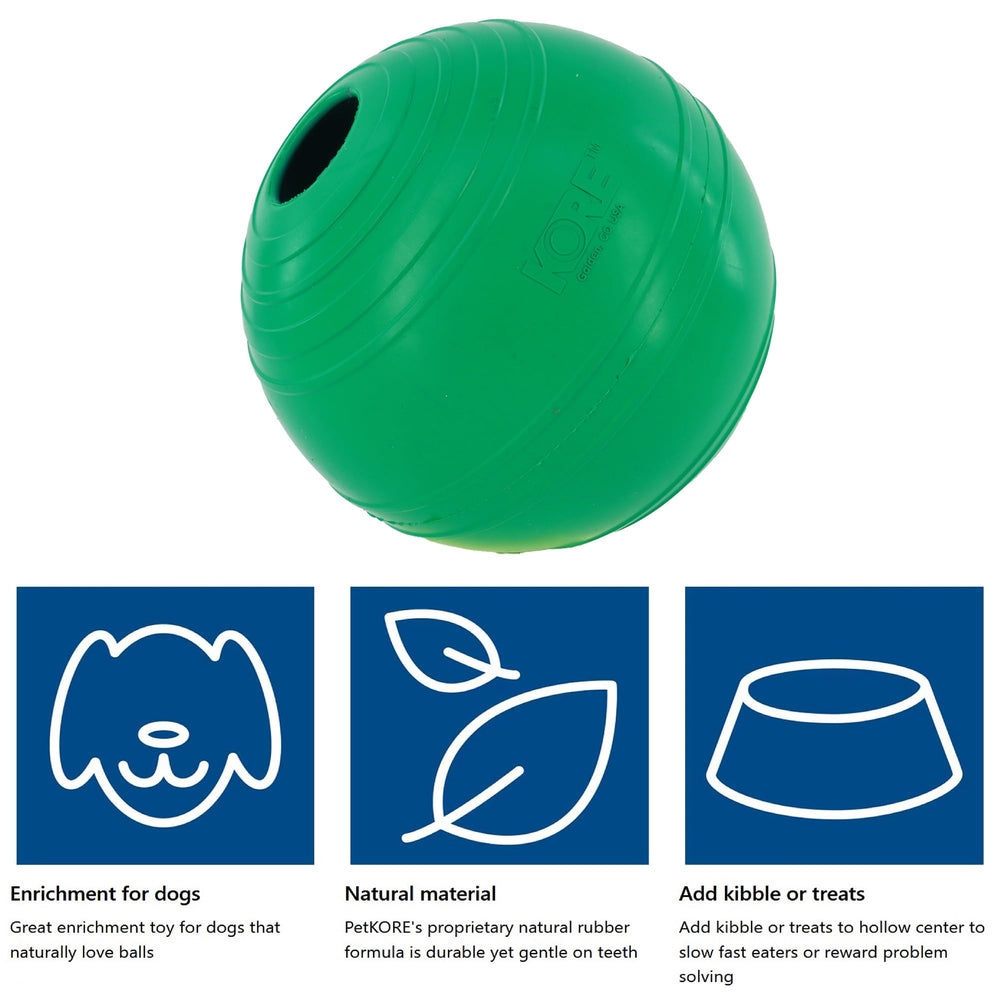 KoreFlex Ball elastique verte Coastal pour mordilage et jeu