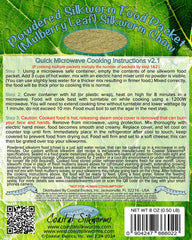 Instructions de cuisson incluses avec Coastal Silkworms, préparation rapide.