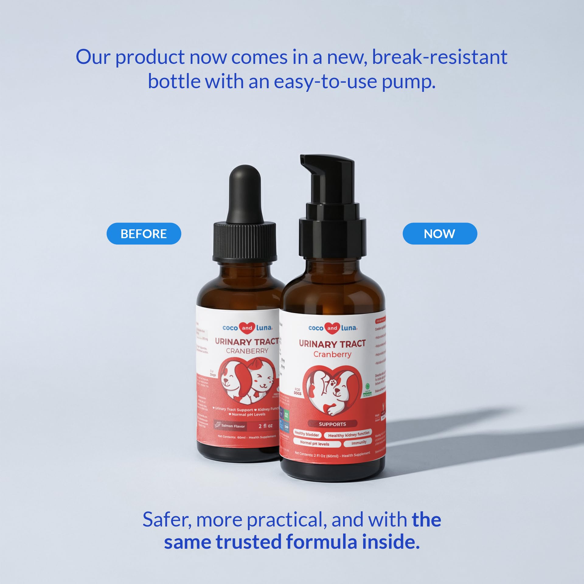 Coco et Luna: D‑mannose et support urinaire, utilisation quotidienne possible.