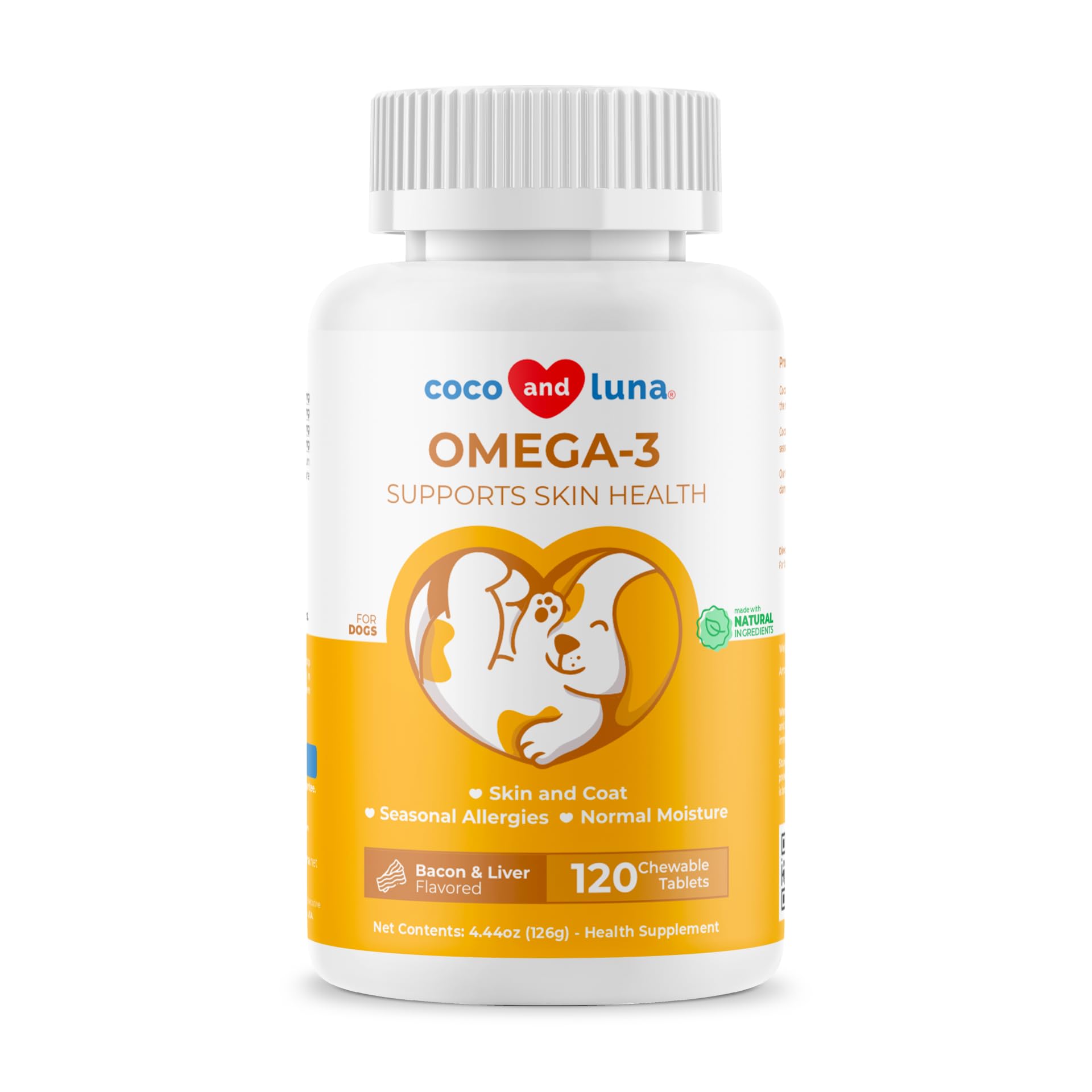 Gommes Omega3 Poisson Coco et Luna pour soutenir la peau.