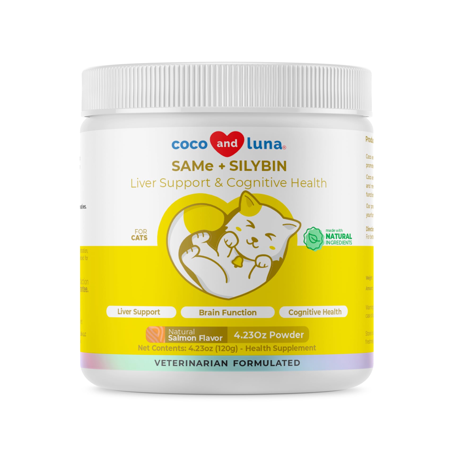Coco et Luna SAM-e pour chat, poudre en bouteille soutien potentiel du foie