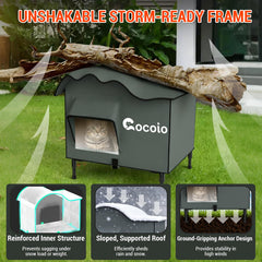 Cocoio interieur spacieux avec tapis chauffant reglable pour chats.