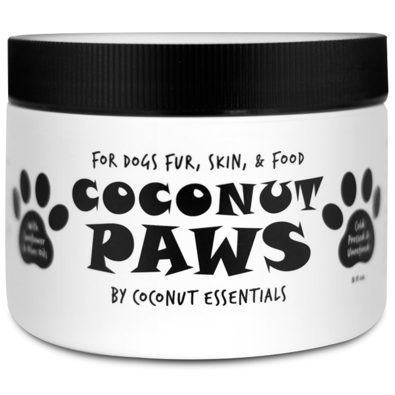 Coconut Essentials Coconut Paws : bouteille 8oz pour peau et poil hydratés.