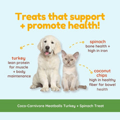 CocoTherapy Boulettes Carnivore Dinde – portion pratique pour récompense ou repas.
