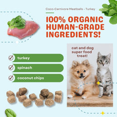 CocoTherapy Boulettes Carnivore Dinde – texture séchée idéale en friandise.