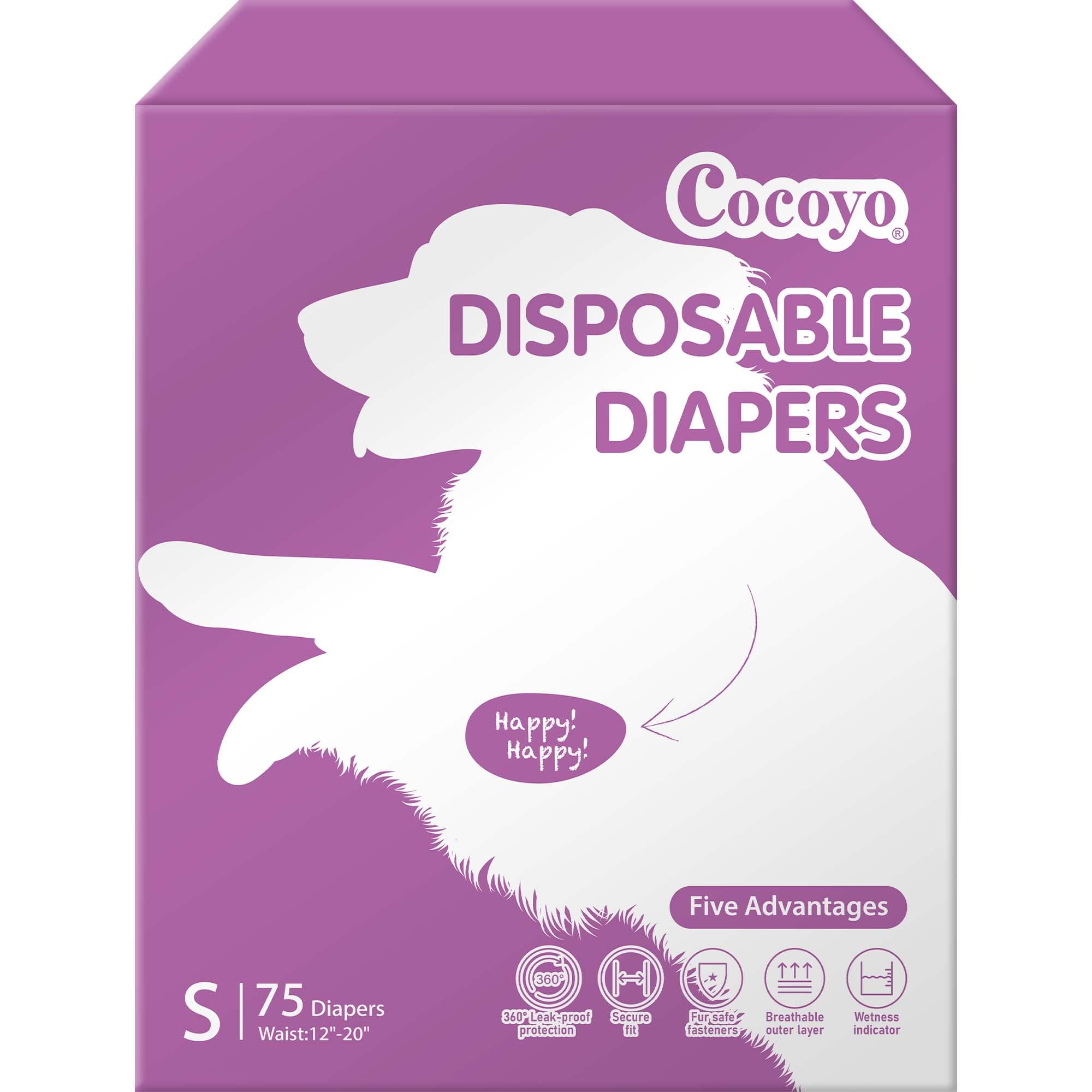 COCOYO couches jetables pour chien femelle petite taille, emballage 75 unités.