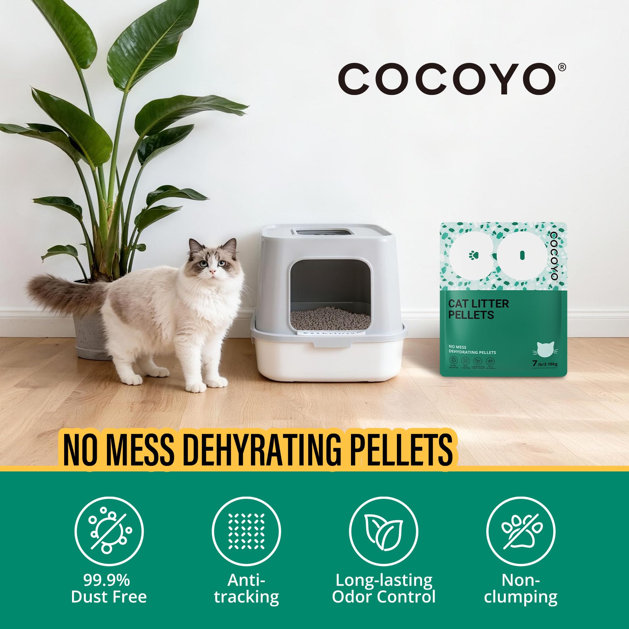 COCOYO Pellets Zeolite – faible projection hors du bac pour moins de nettoyage.