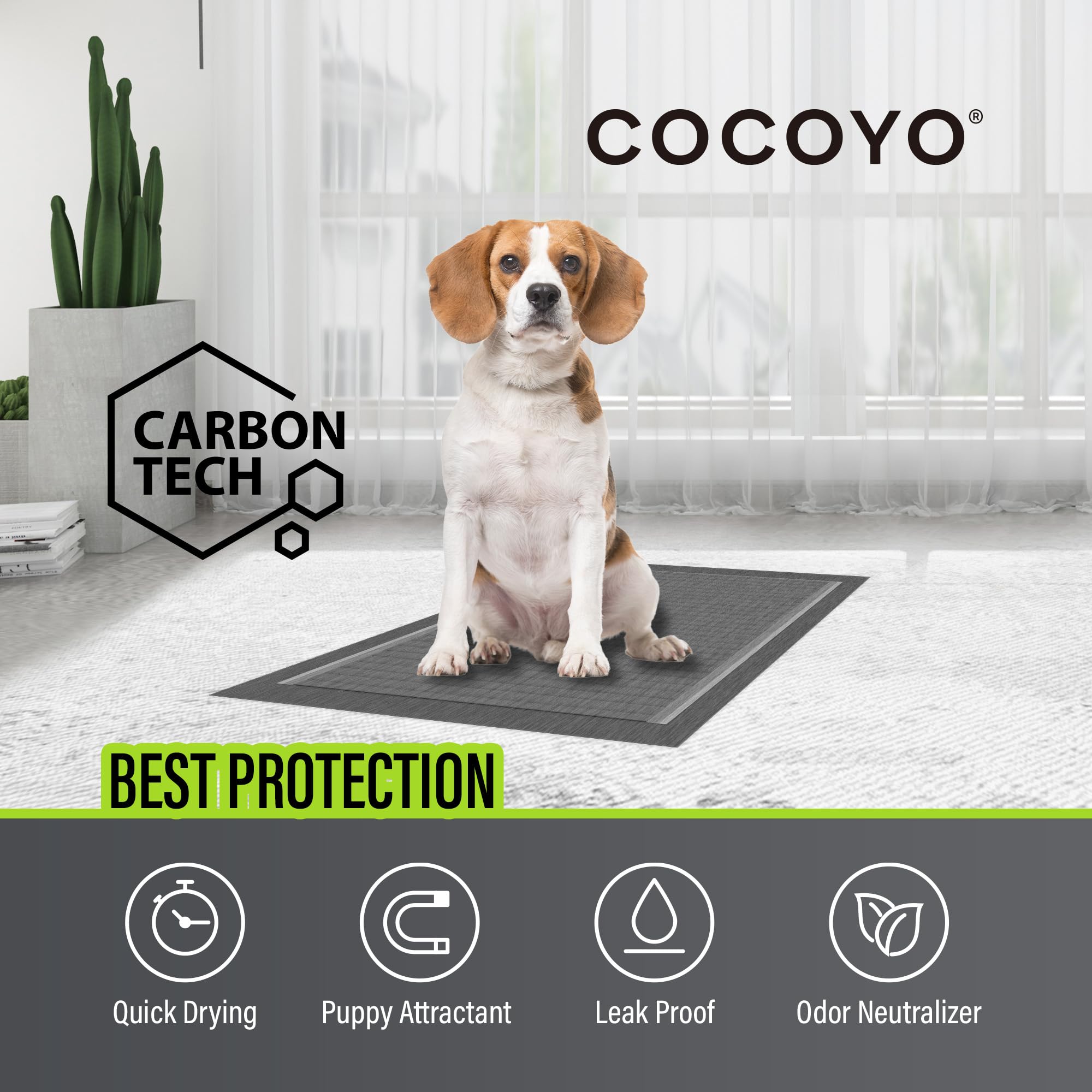 COCOYO Tapis absorbant 5 couches noir; idéal pour entraînement et propreté.