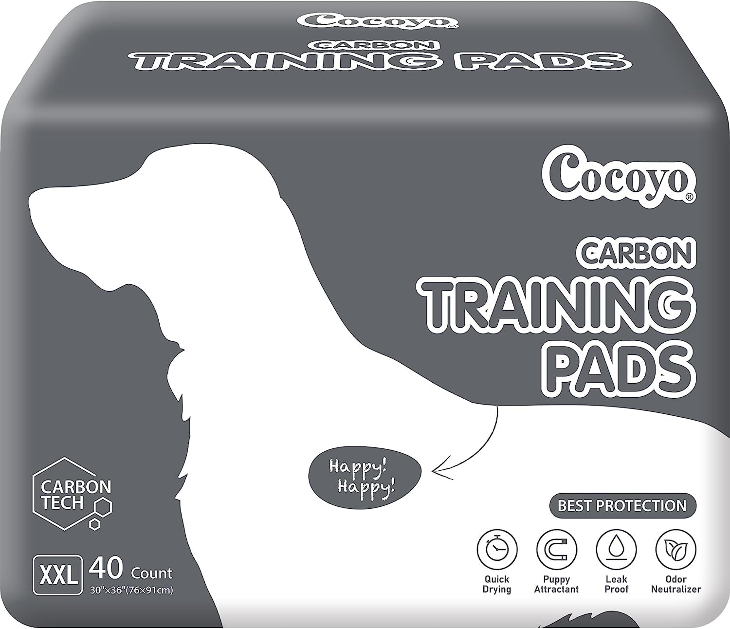 COCOYO tapis d'entraînement chien XL noir, contrôle des odeurs et nettoyage rapide