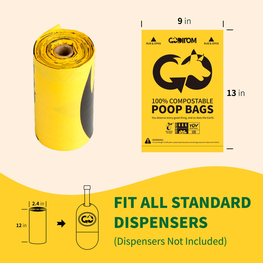 Rouleaux de sacs Codirom pour chien, 18 rouleaux faciles à transporter.