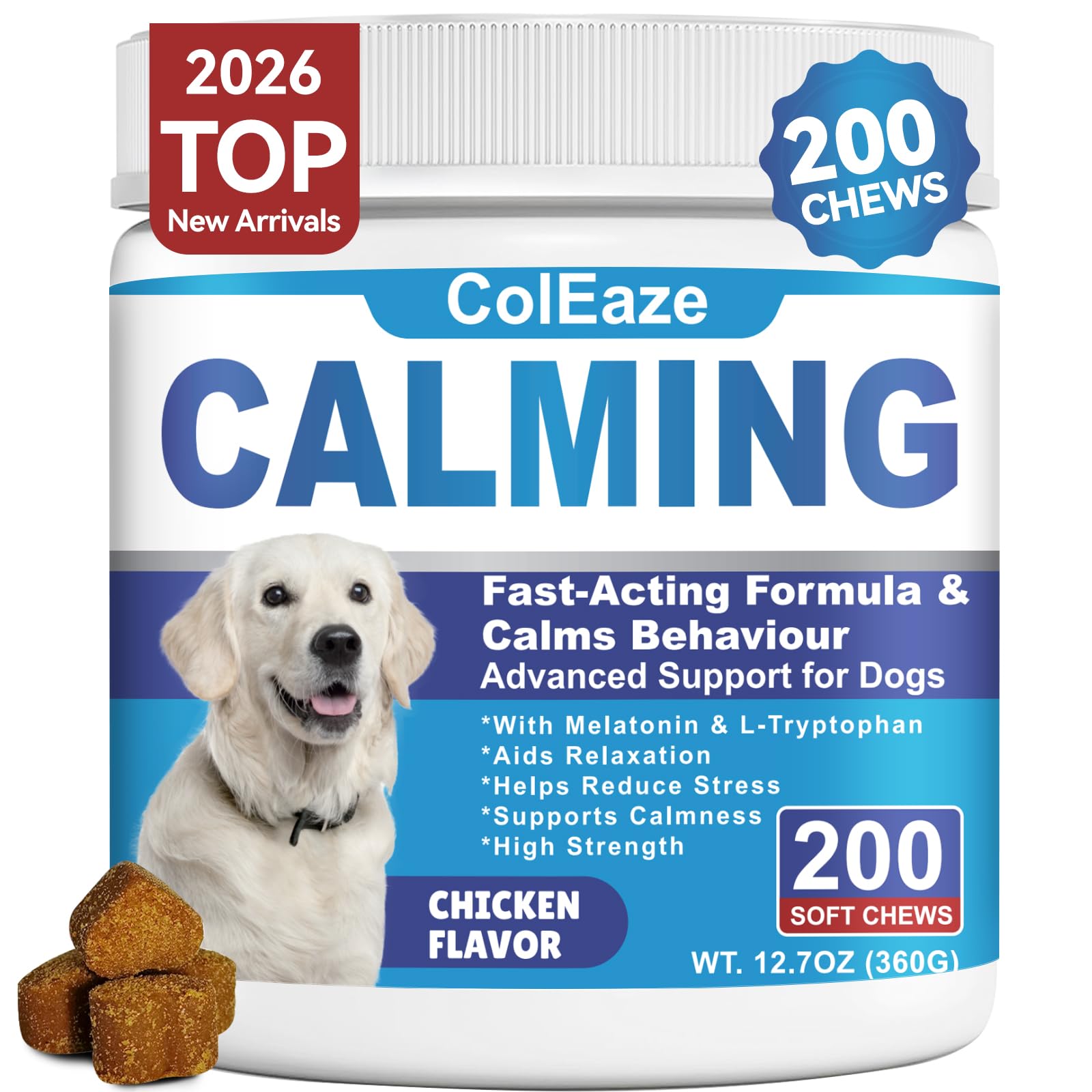 ColEaze friandises apaisantes pour chien – emballage visible et soutien potentiel au calme lors des trajets.