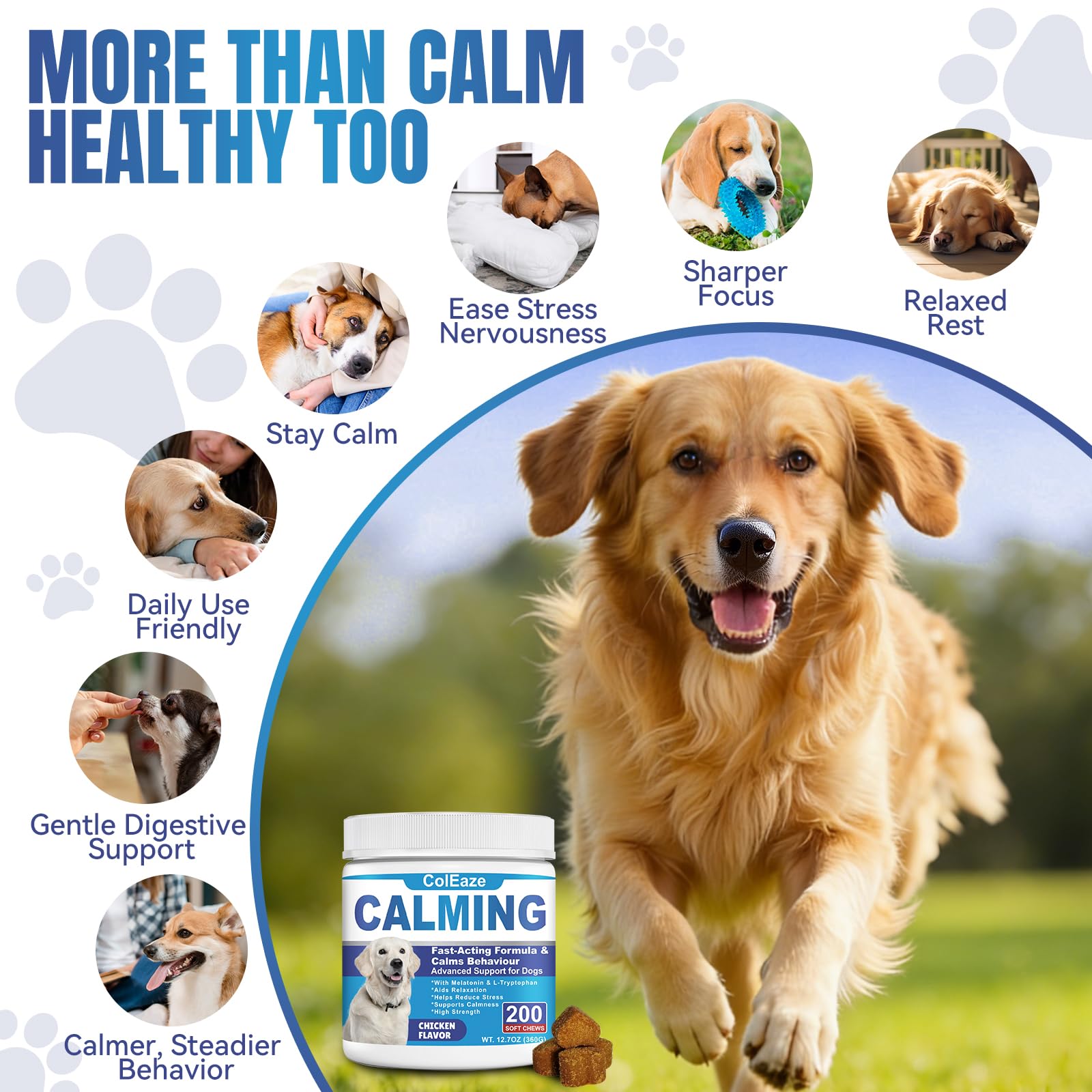ColEaze friandises apaisantes pour chien – goût agréable et effet rassurant en intérieur.