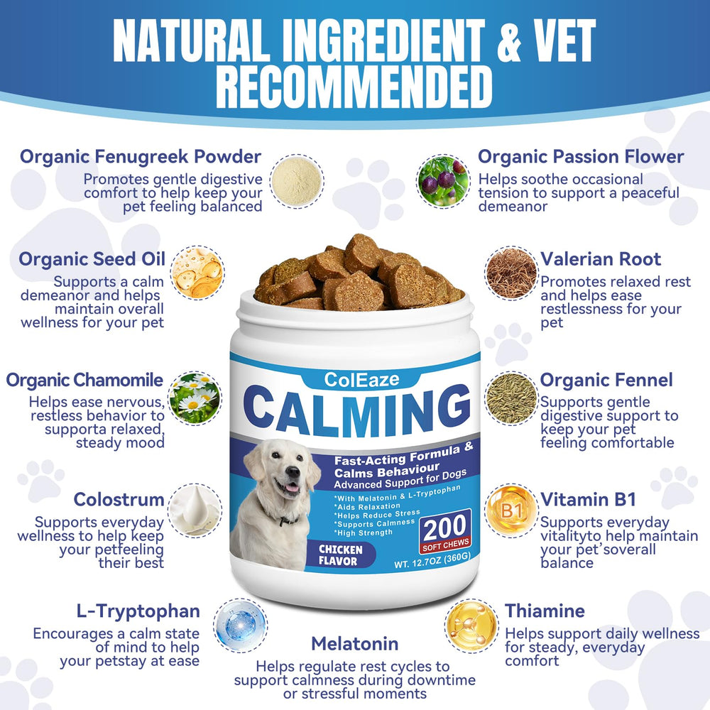 ColEaze friandises apaisantes pour chien – pratiques à glisser dans le sac pour les sorties.