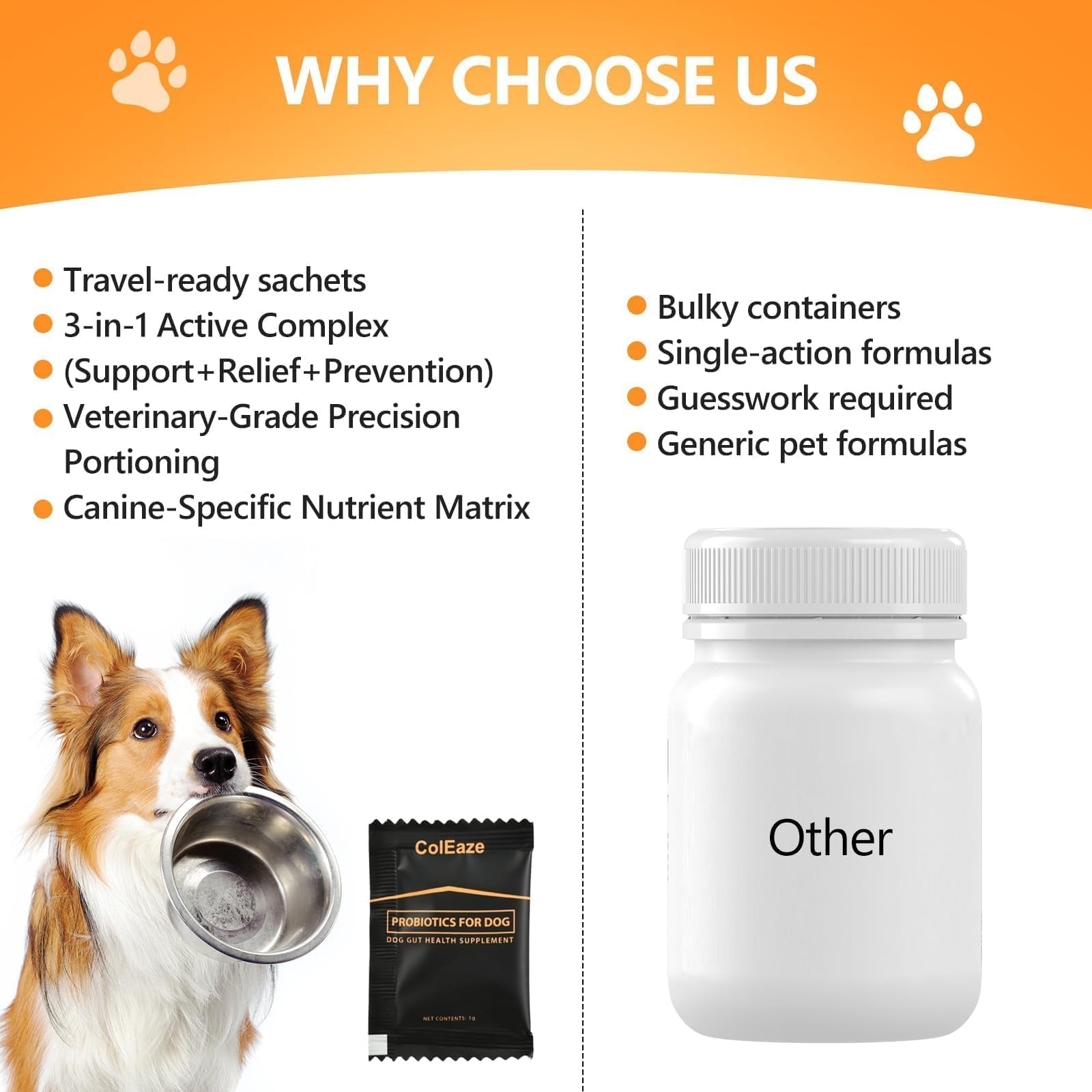 ColEaze Probiotiques chien - soutien immunitaire et peau saine.