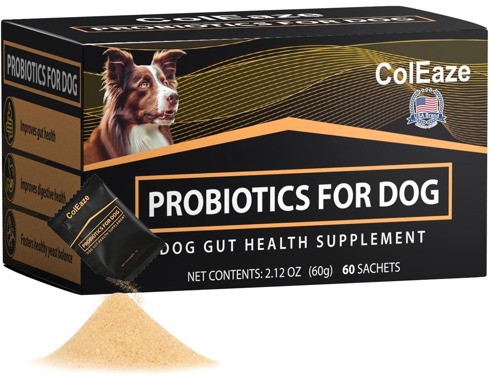ColEaze Probiotiques chien - poudre digestive soutient le transit quotidien.