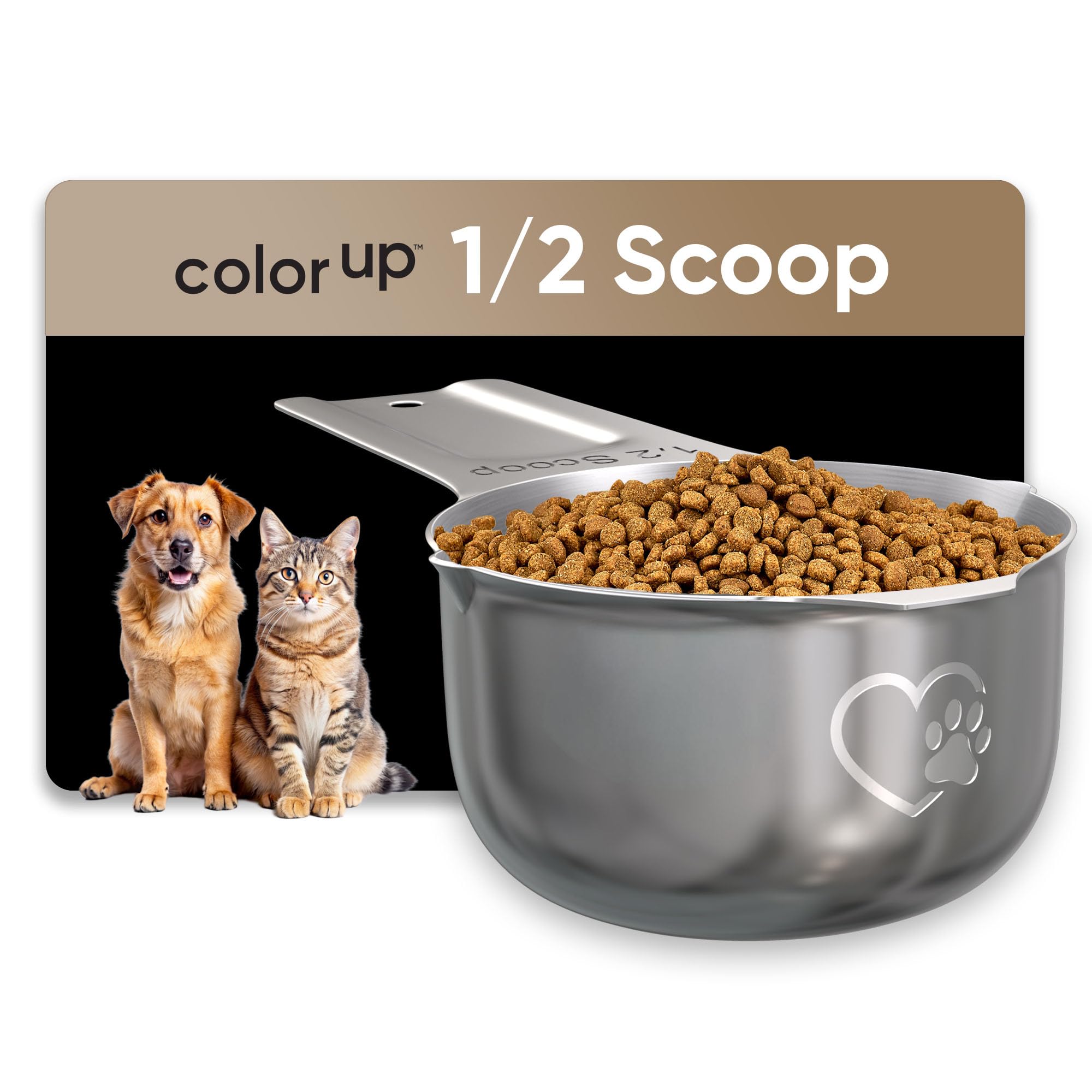Color Up demi-tasse cuillère doseuse en acier inoxydable pour des croquettes précises