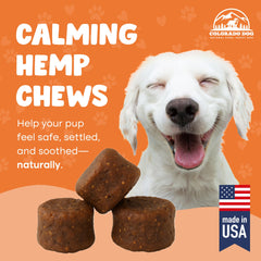Friandises calmes Colorado Dog ouvertes, usage facile lors des trajets